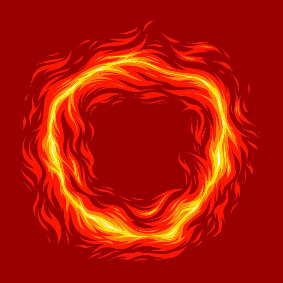 Circle shape of fire. Flame element illustration. Fire frame cartoon. Fit for poster, ornament, background illustration. Vector eps 10