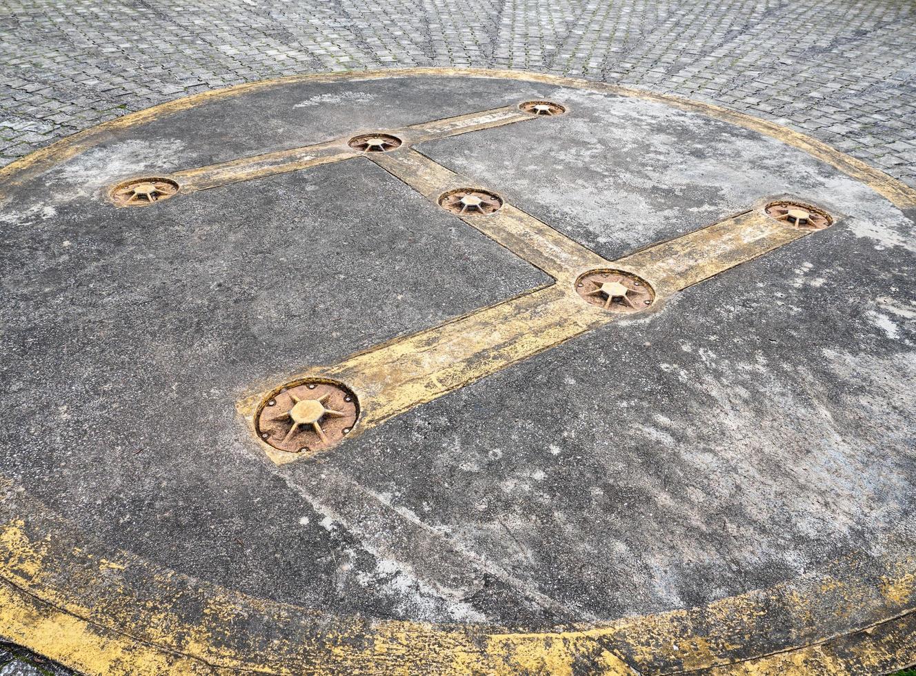 Closeup of the helipad symbol. photo