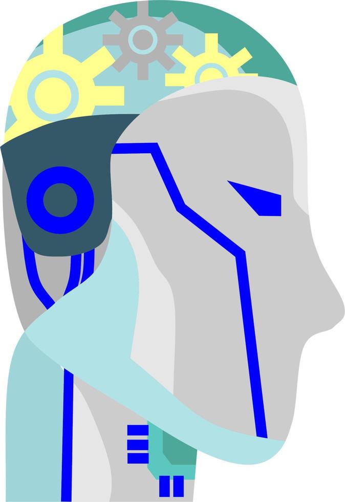 Modern Robot With Visible Brain vector