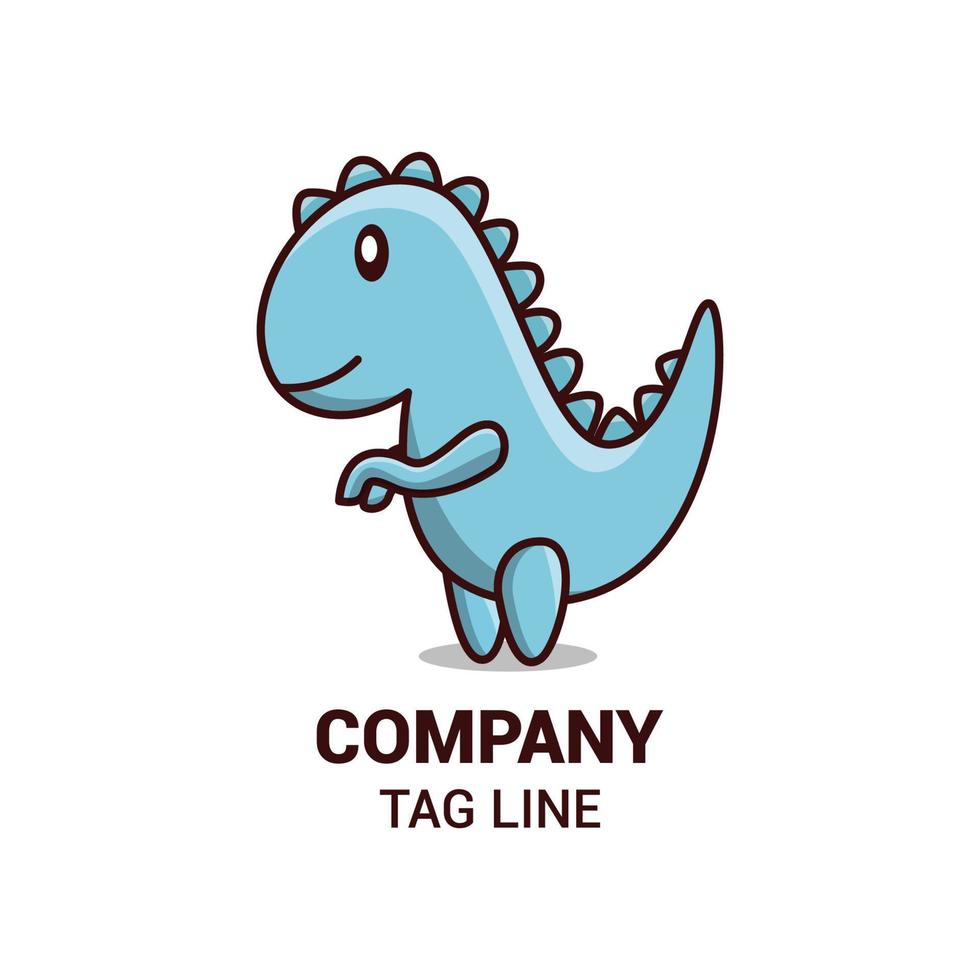 vector de dinosaurio de dibujos animados y diseño de logotipo