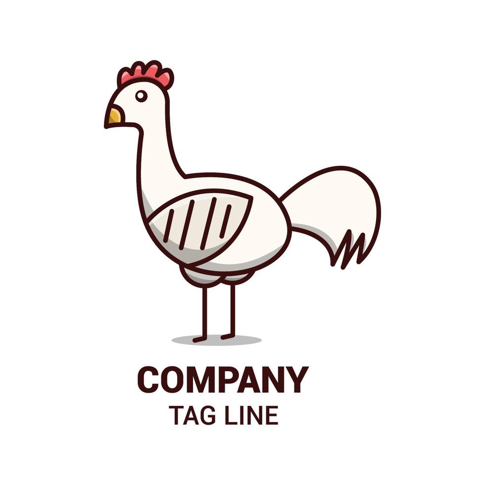 logotipo simple de pollo y contorno de icono, con ilustración vectorial vector