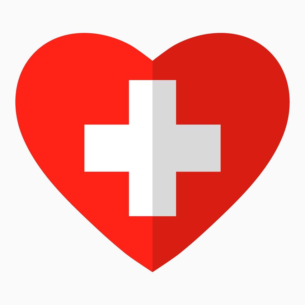 Flag of Switzerland in the shape of Heart, flat style, symbol of love for his country, patriotism, icon for Independence Day. vector