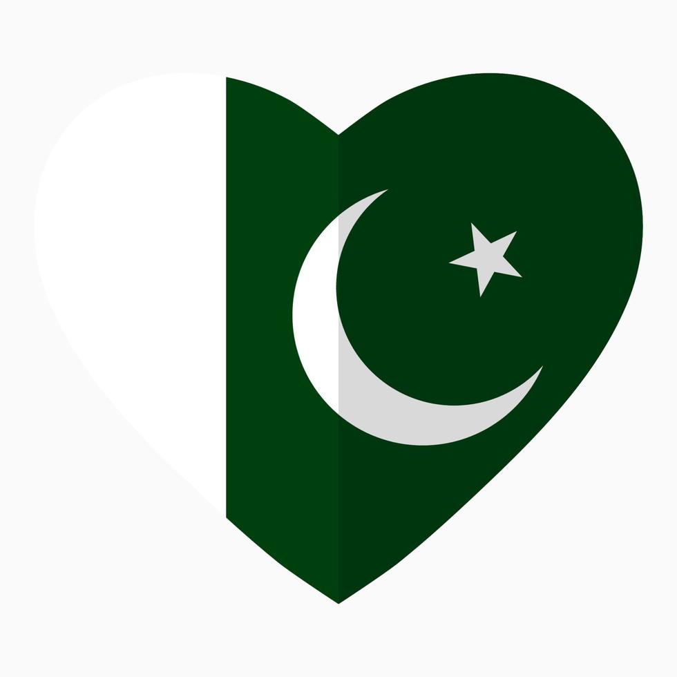 Flag of Pakistani in the shape of Heart, flat style, symbol of love for his country, patriotism, icon for Independence Day. vector