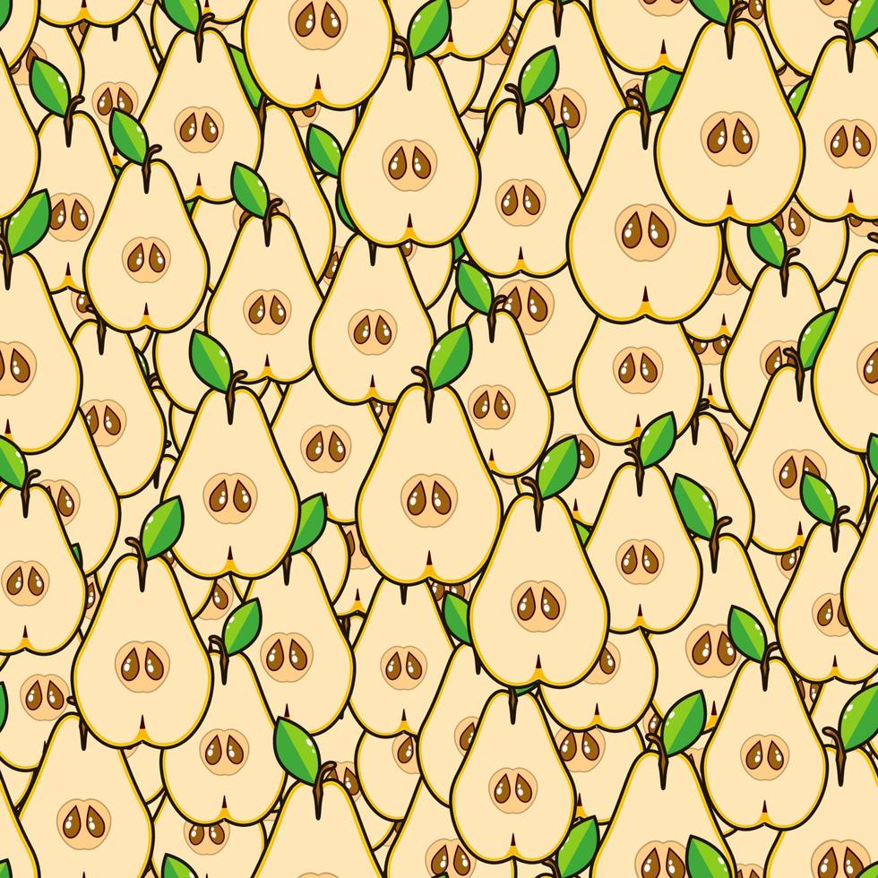 Seamless fruit pattern pear slices. vector