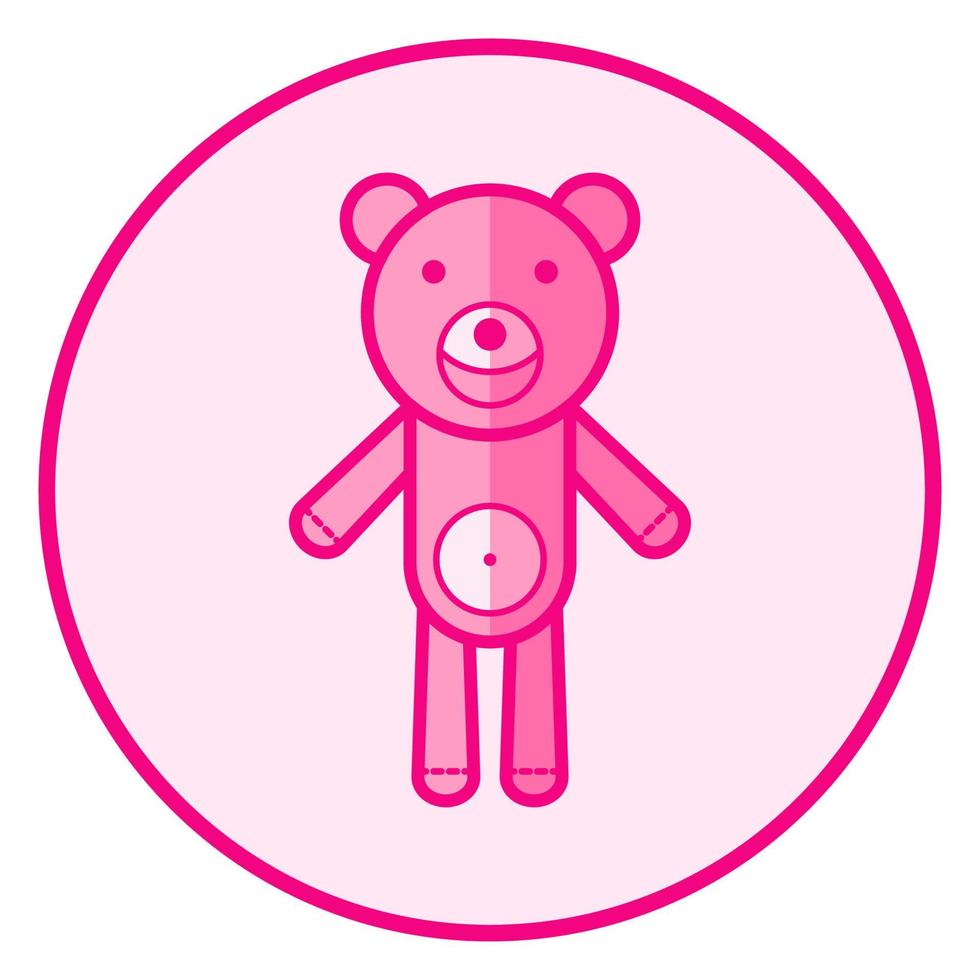 Teddy bear. Pink baby icon on a white background, line art vector design.