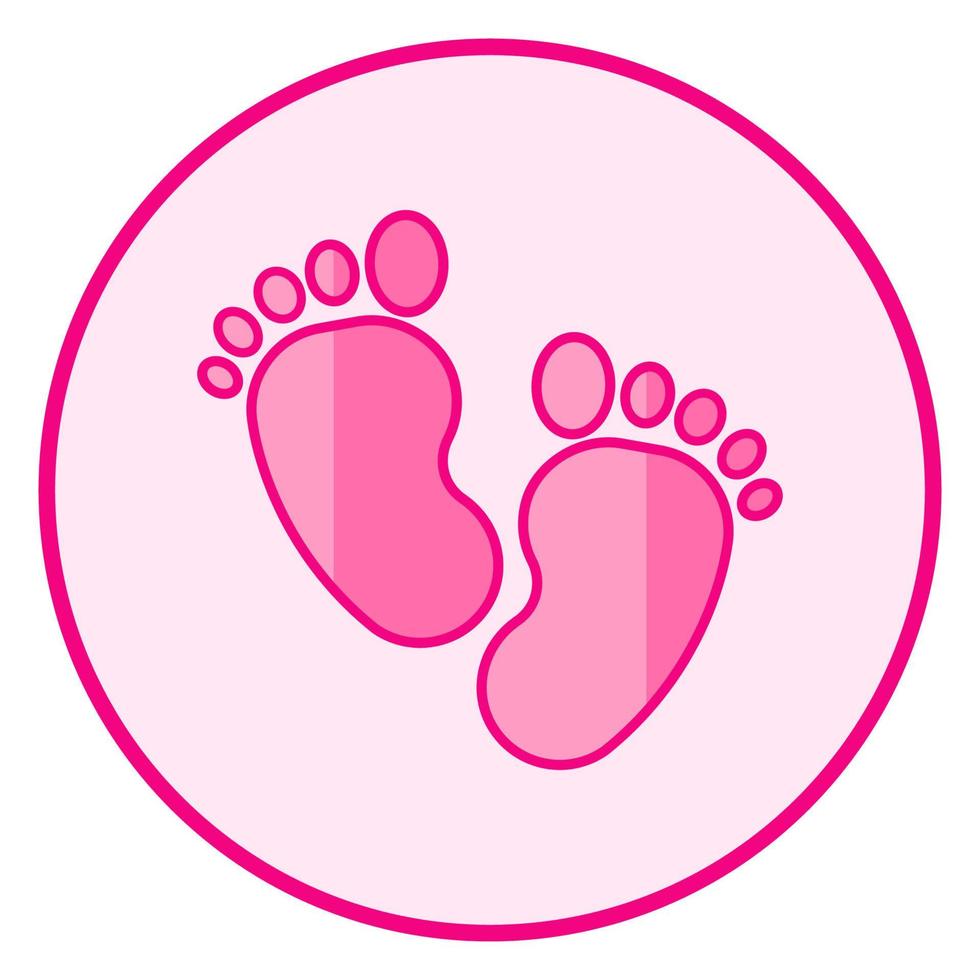 Footprint. Pink baby icon on a white background, line art vector design.