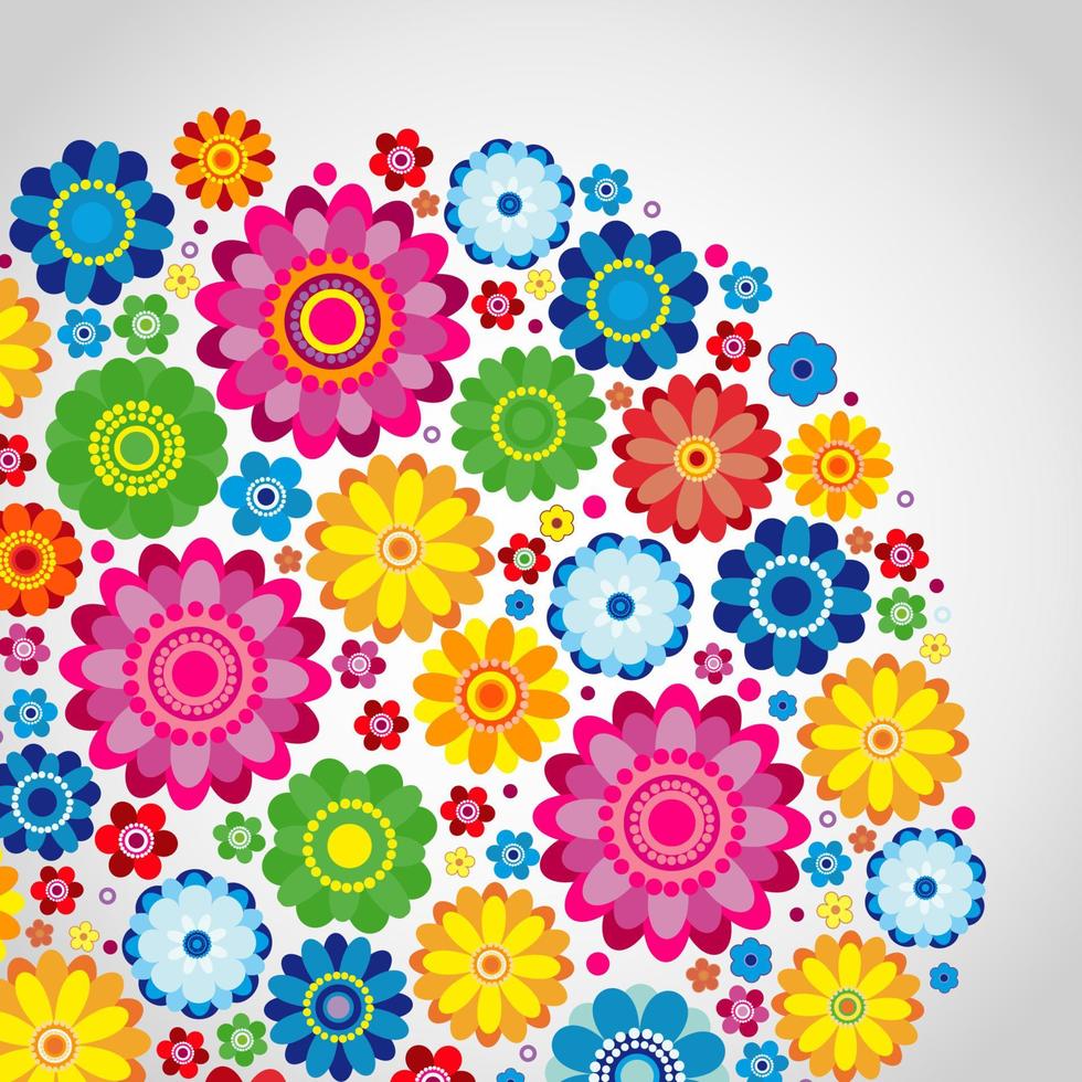 Flowers spring design on a white  background, floral vector illustration.