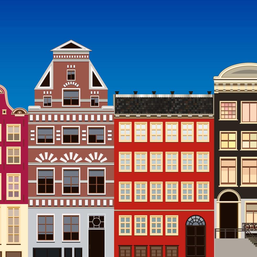 Street of abstract old houses. Vector background.