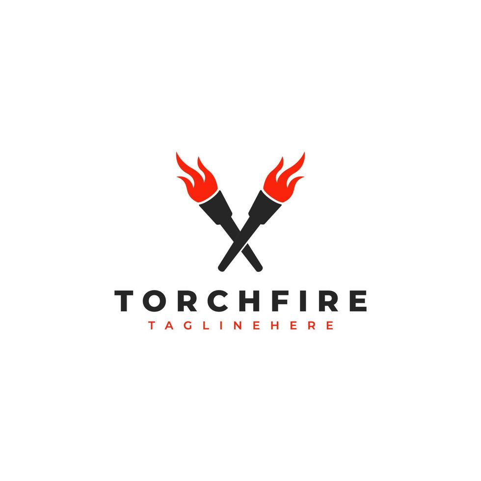 two fire torches logo vector design template
