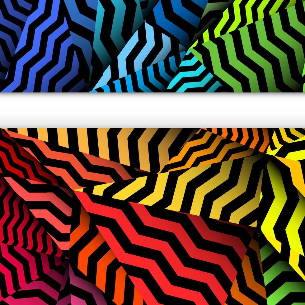 Chevron background, rippled rainbow and black pattern. vector