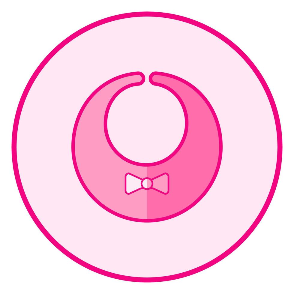 Bib. Pink baby icon on a white background, line art vector design.