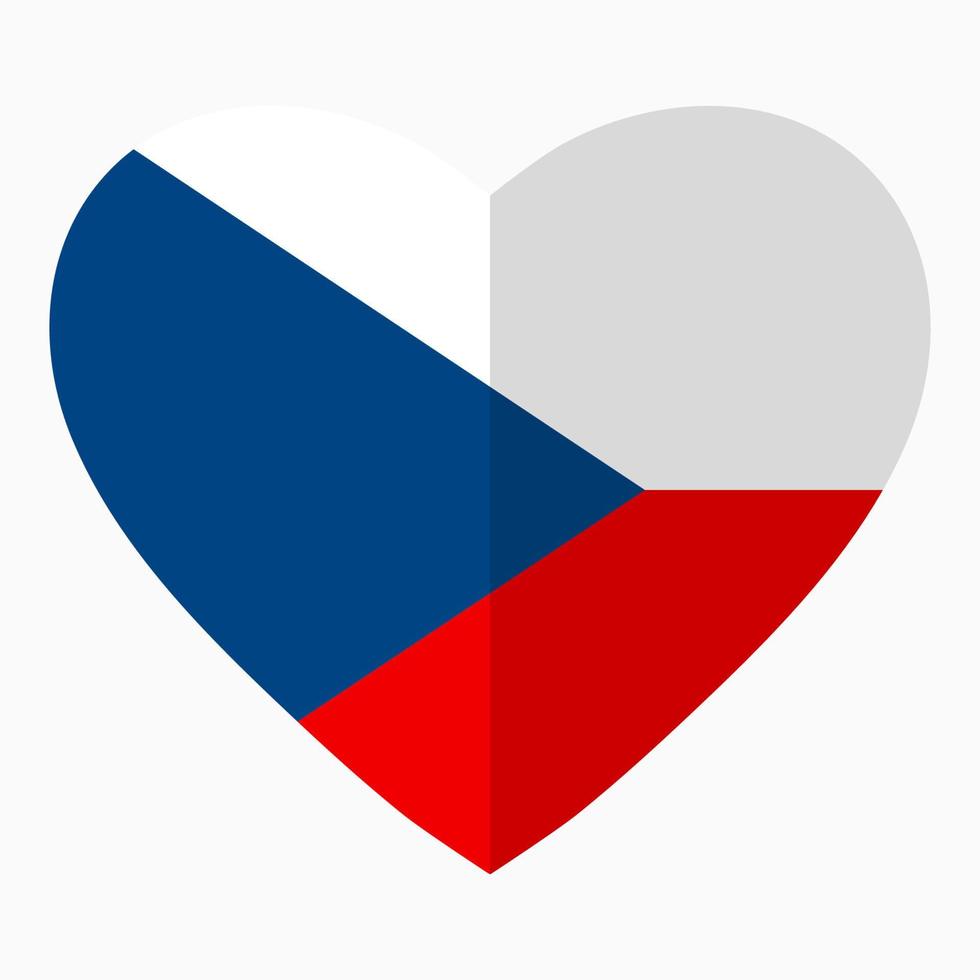 Flag of Czech in the shape of Heart, flat style, symbol of love for his country, patriotism, icon for Independence Day. vector