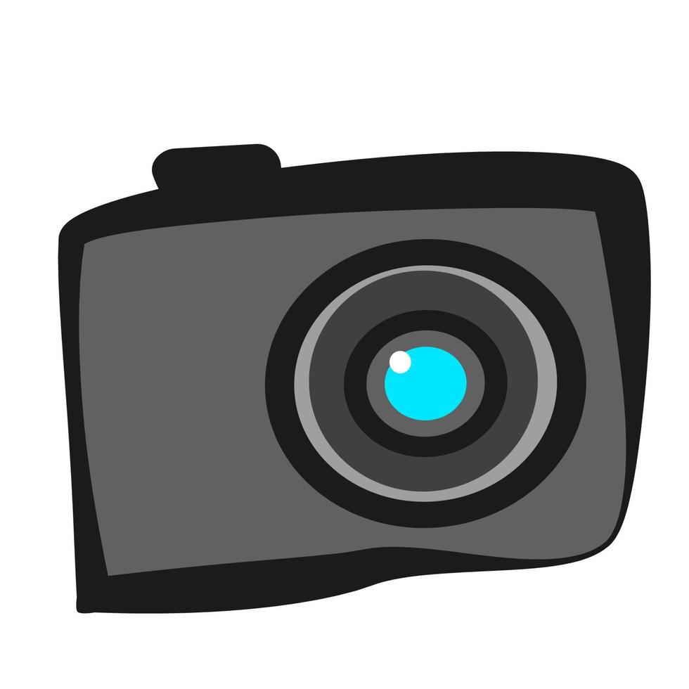 Camera, icon, children's drawing style. vector