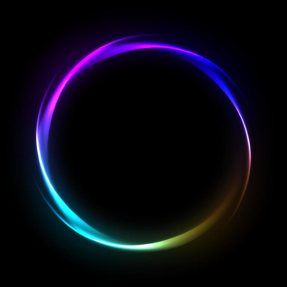 Colorful neon frame on a dark background, vector abstract illustration.