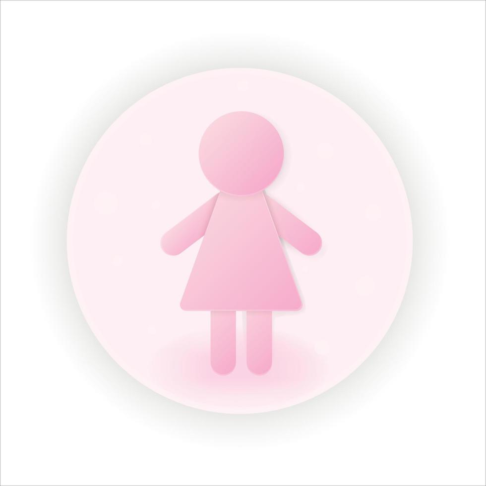 WebToilet icon for women's restroom in 3d gradient volumetric style vector
