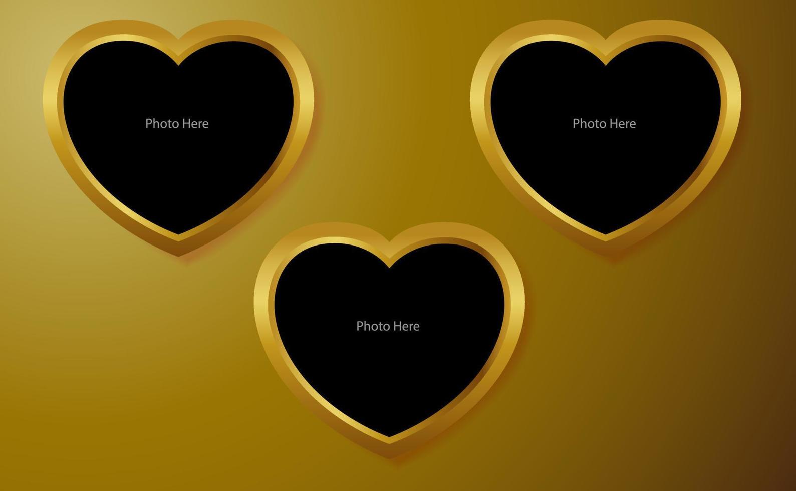 Golden Heart frame for photo vector