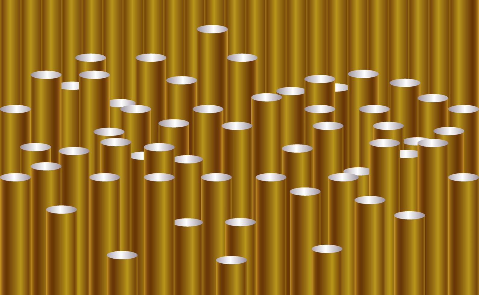 Gold pipes. on background. 3d illustration. vector