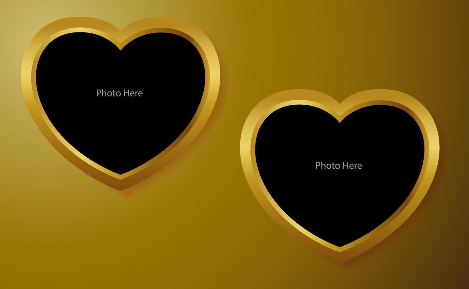 Golden Heart frame for photo vector