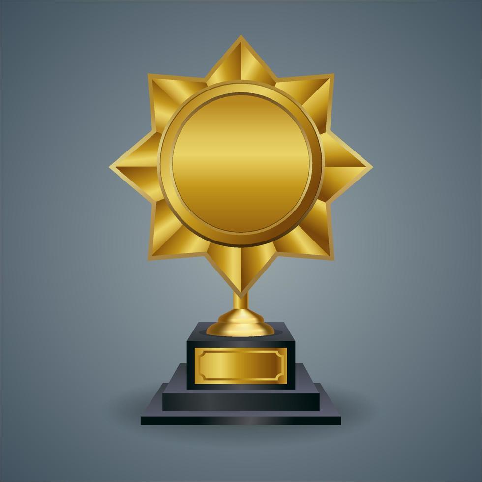 The golden trophy vector is a symbol of victory in a sports event.