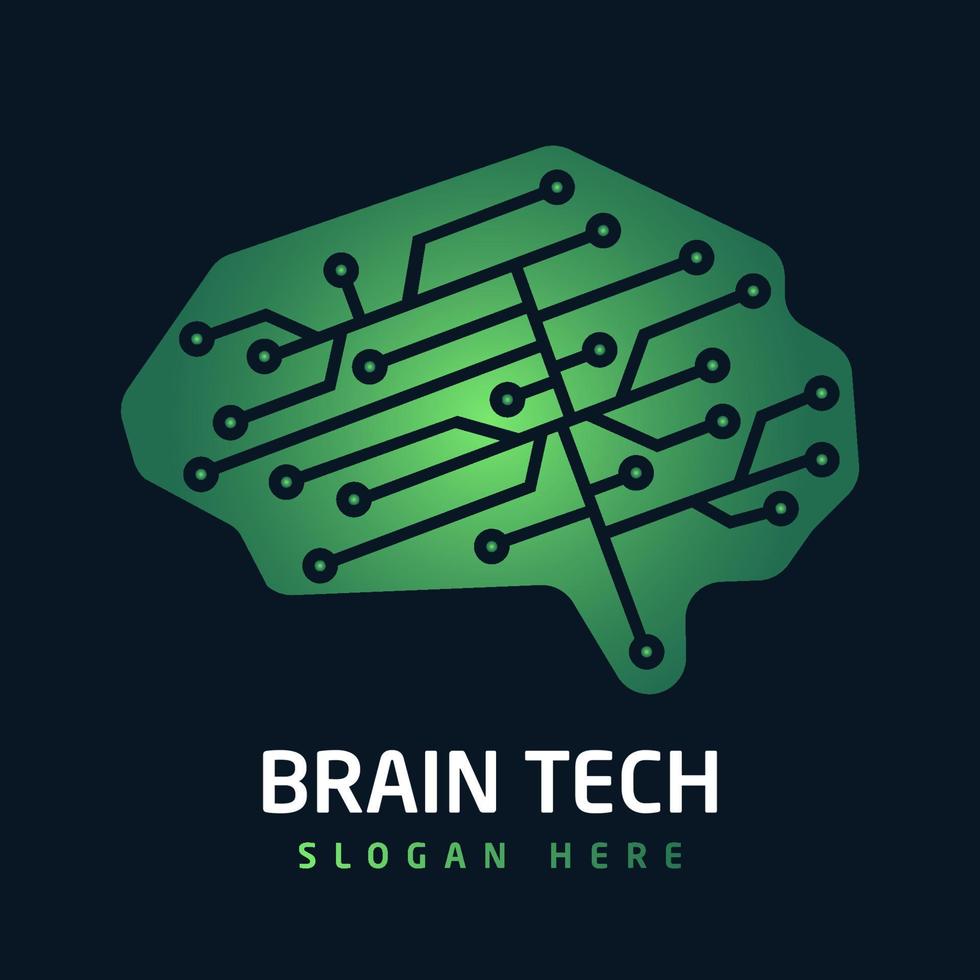 Brain connection logo design. digital brain logo template. vector