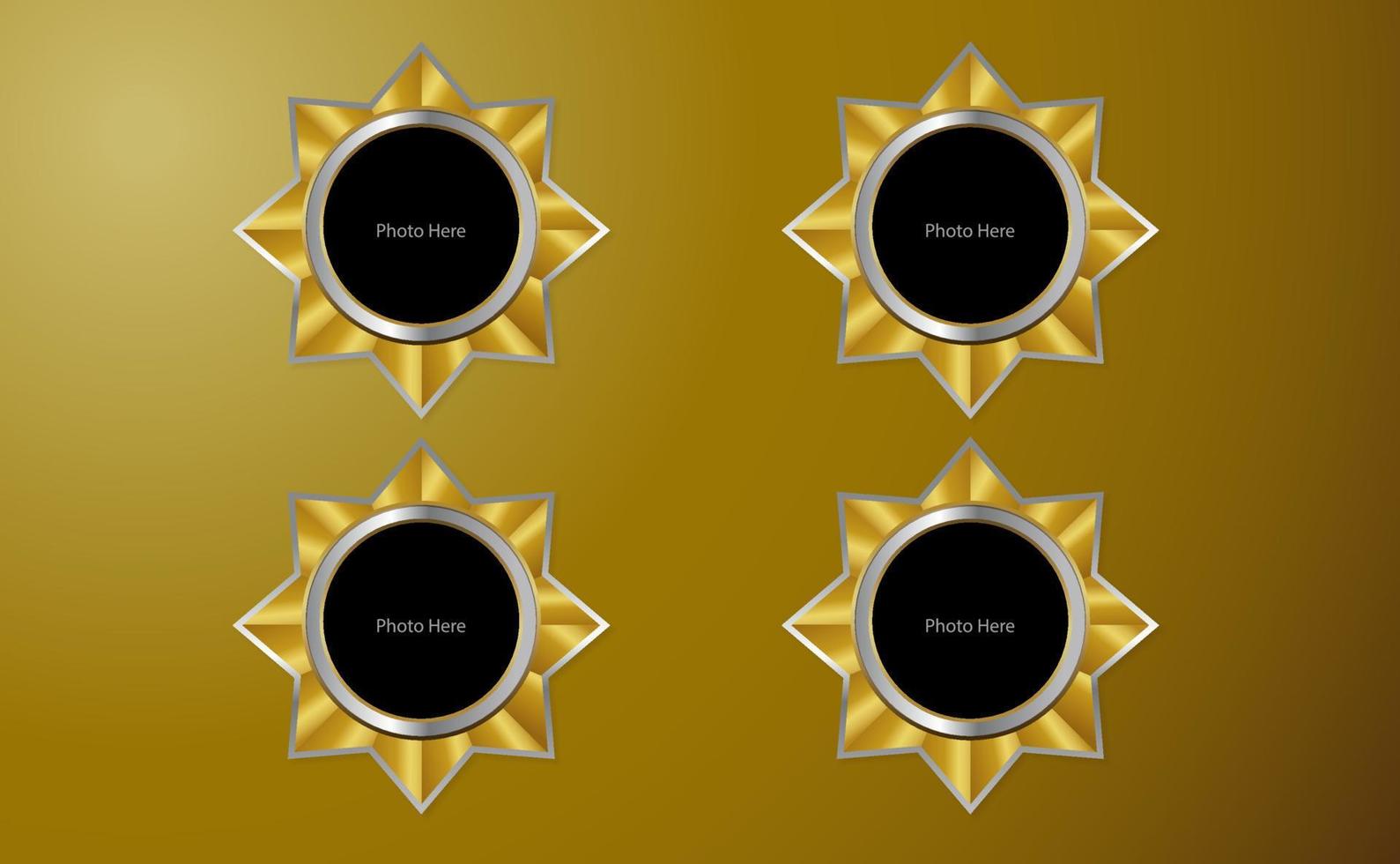 Golden star frame for photo vector