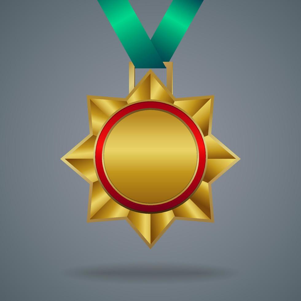 medalla de oro aislada en un fondo gris vector