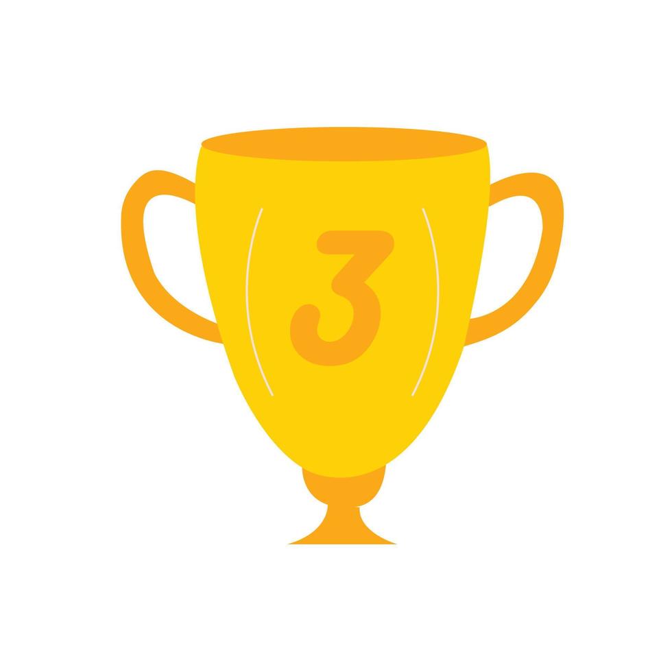 Winner's trophy vector is a symbol of victory in a sports event. Number Three