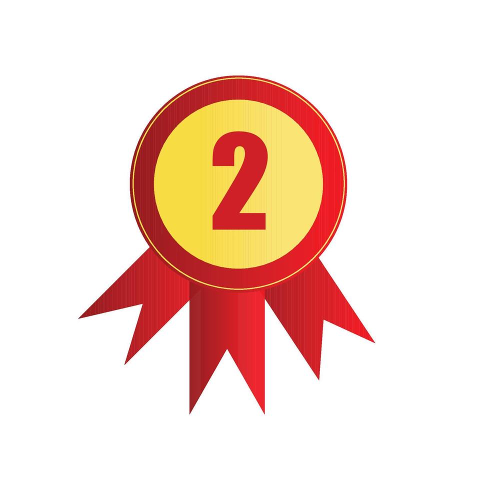 Premium award ribbon batch icon, simple vector illustration, Number two.