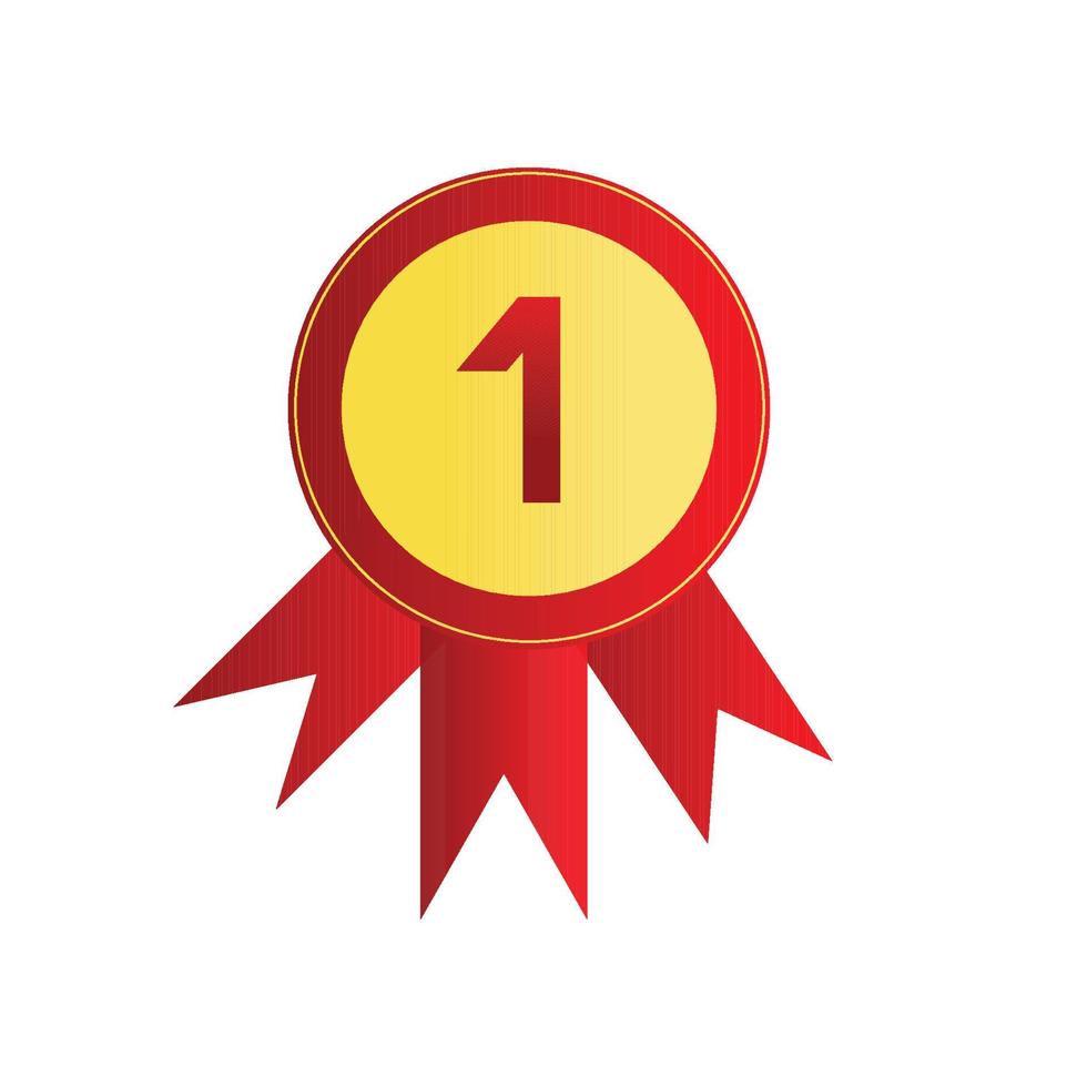 Premium award ribbon batch icon, simple vector illustration, Number One.