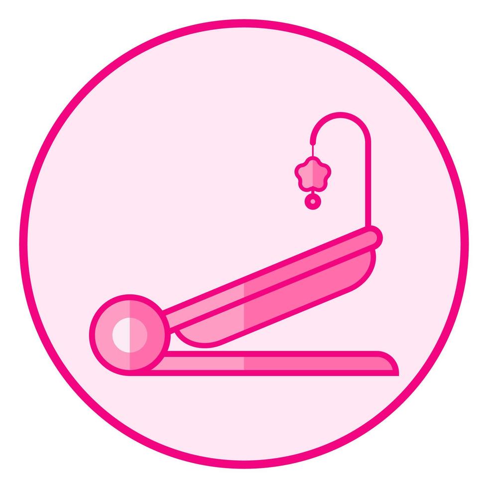 Bouncer. Pink baby icon on a white background, line art vector design.