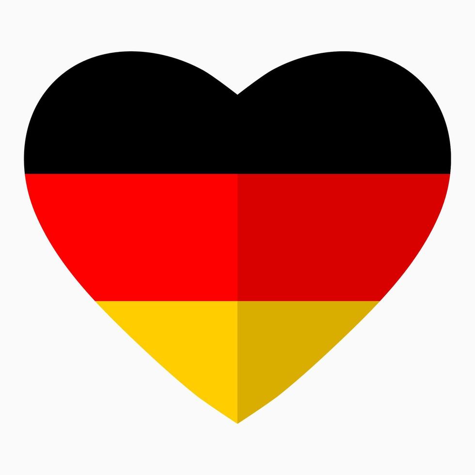 Flag of Germany in the shape of Heart, flat style, symbol of love for his country, patriotism, icon for Independence Day. vector