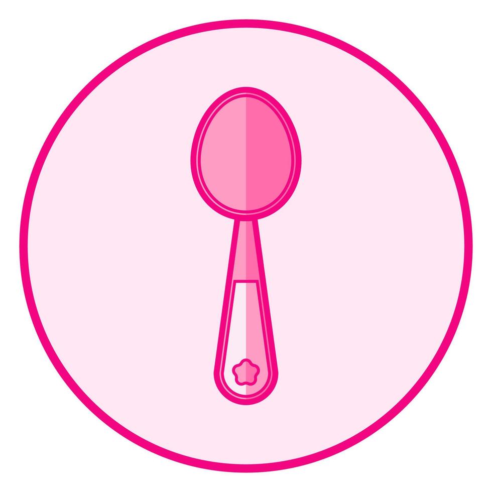Spoon. Pink baby icon on a white background, line art vector design.
