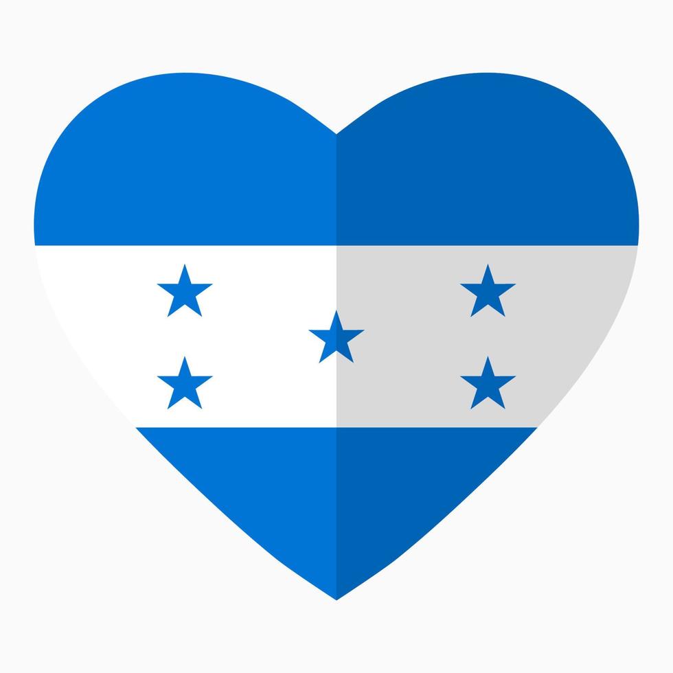 Flag of Honduras in the shape of Heart, flat style, symbol of love for his country, patriotism, icon for Independence Day. vector