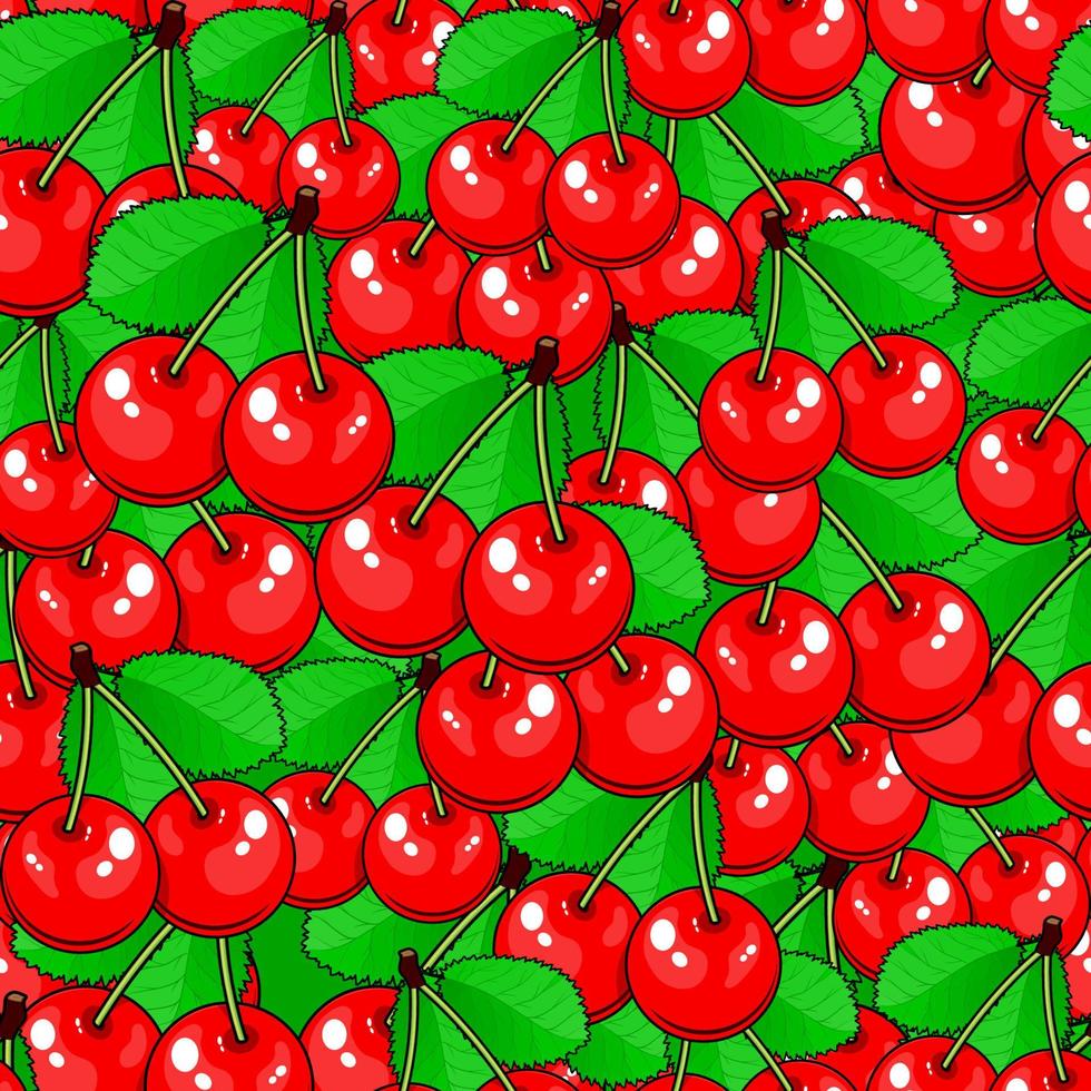 baya de cereza de patrón de fruta sin costuras. vector