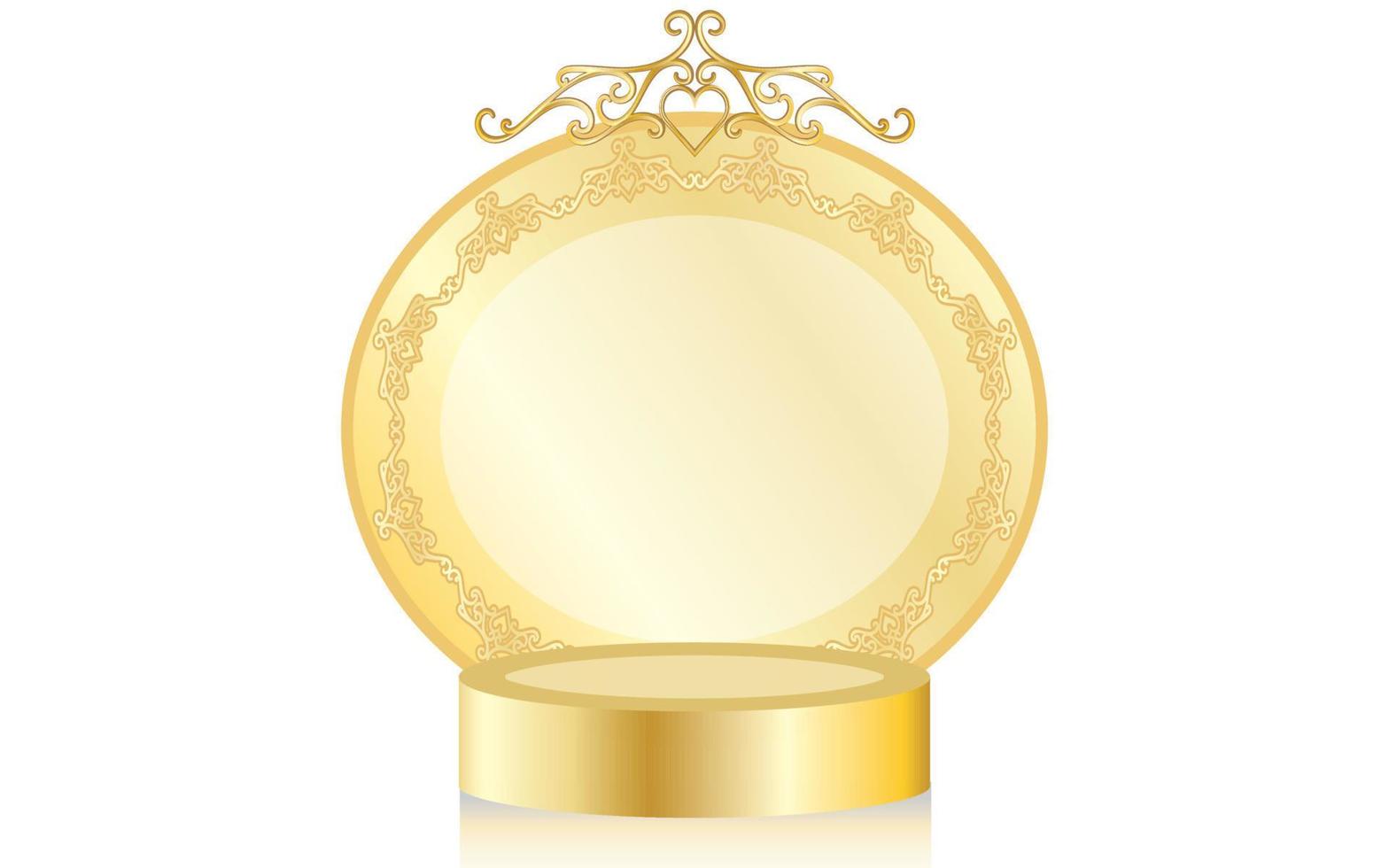 vector illustration of gold mock sphere round product placement