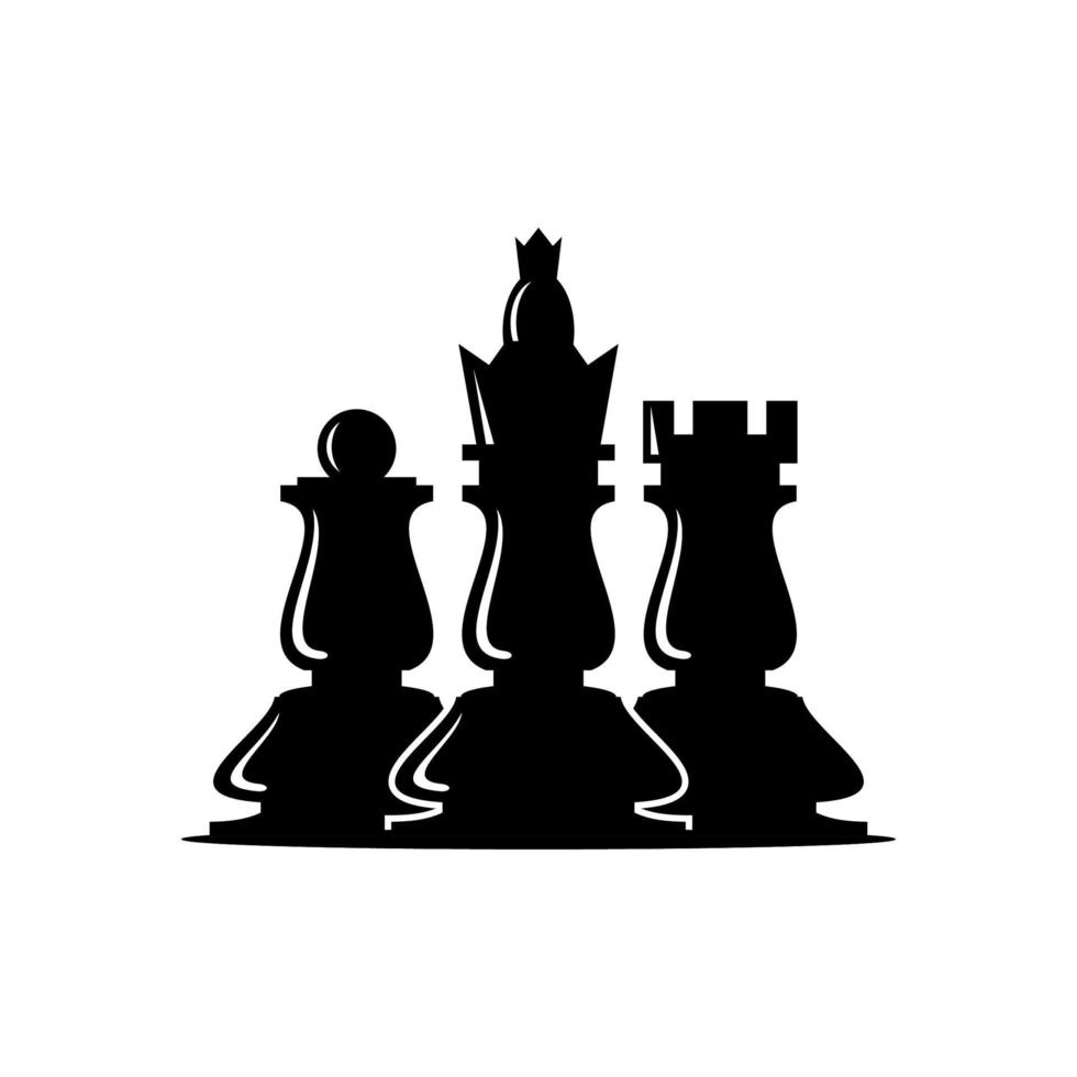 chess vector silhouette, pawn, king and rook