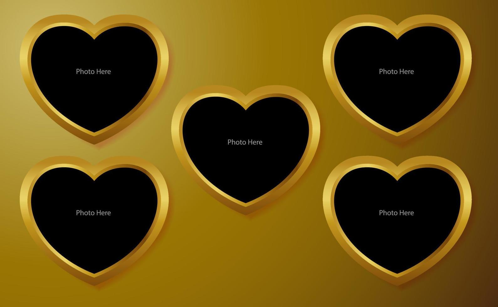 Golden Heart frame for photo vector