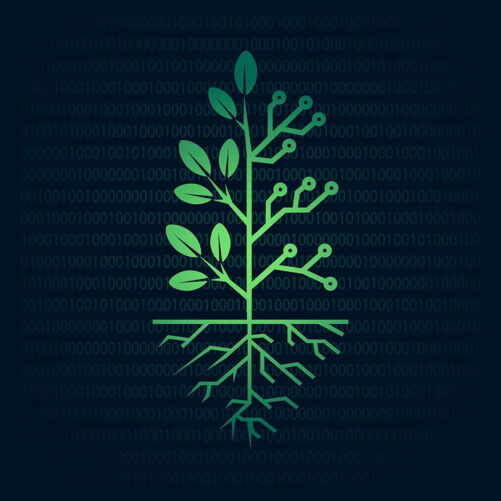 Tech tree electrical circuit digital logo vector icon