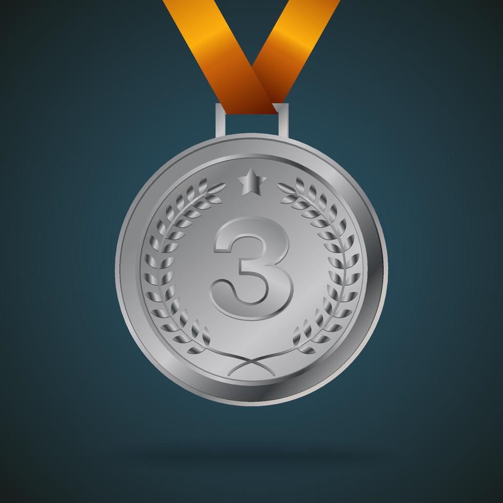 Silver medal isolated on  background vector