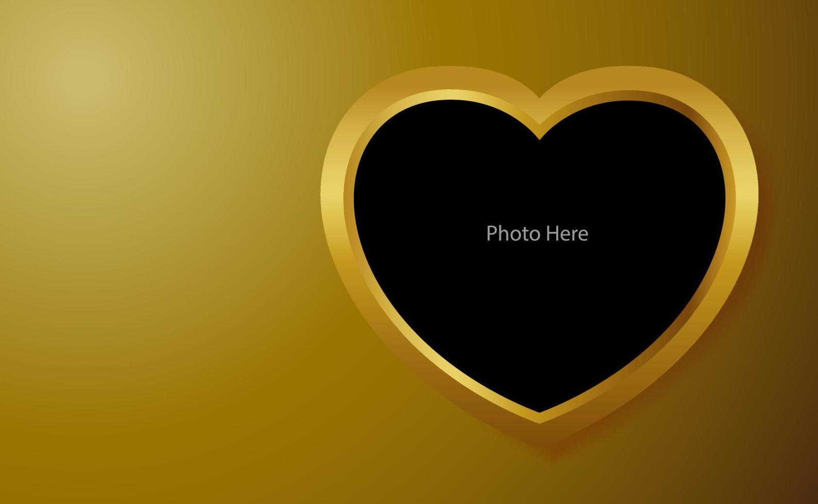 Golden Heart frame for photo vector