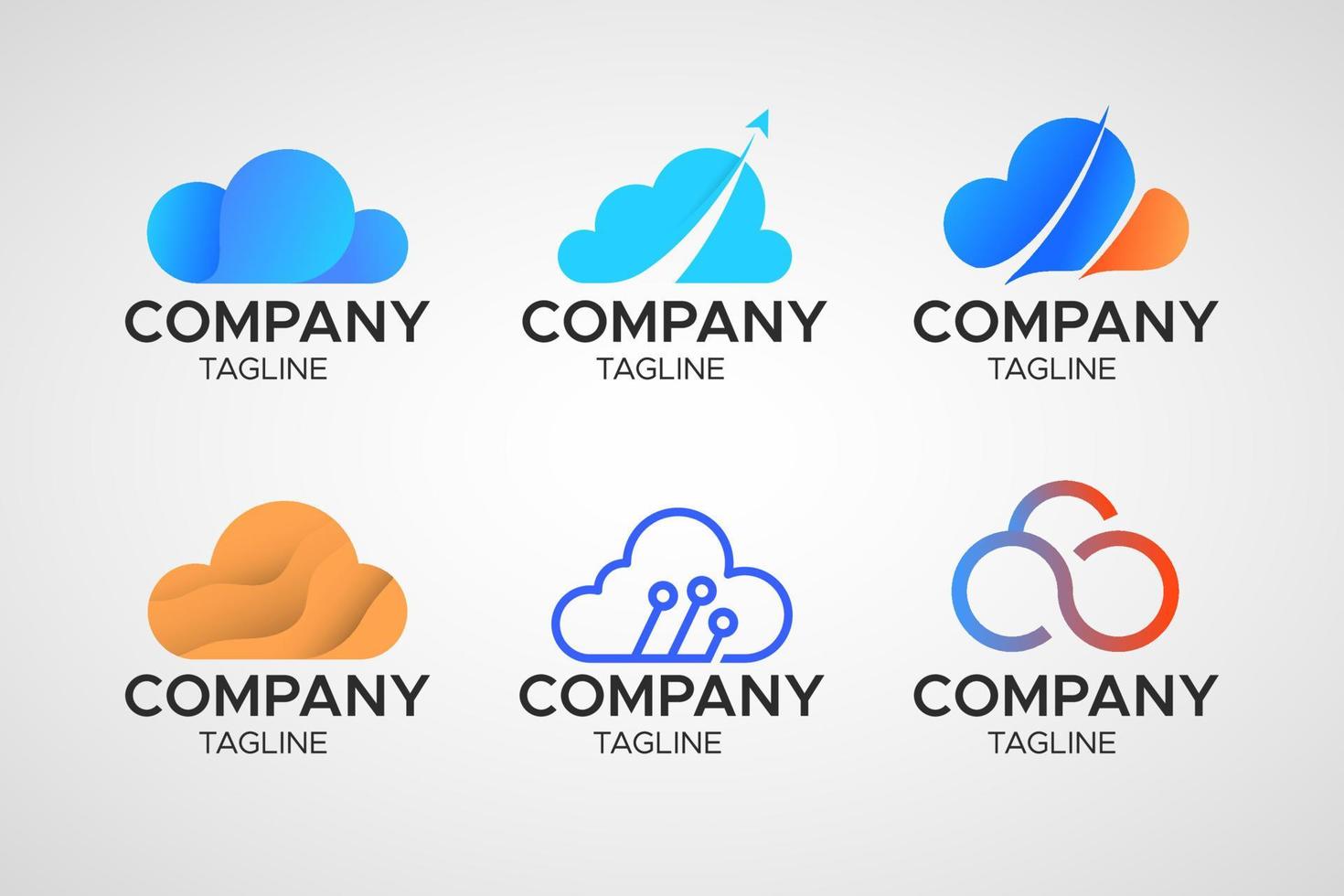 colección de logotipos de nubes vector