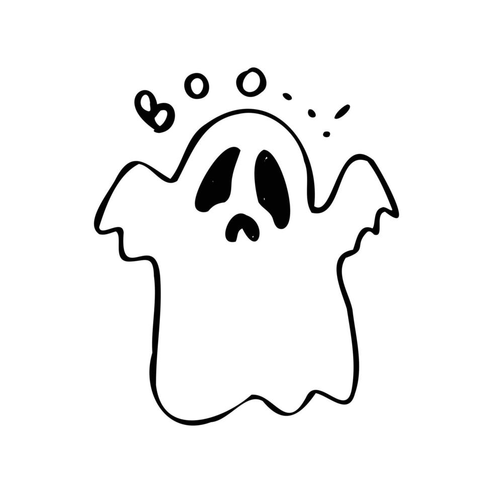 cute ghost hand drawn vector illustration design