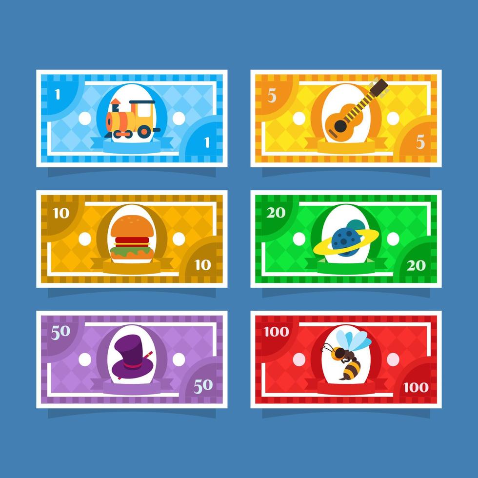 Simple Set Elements Paper Money Fake vector