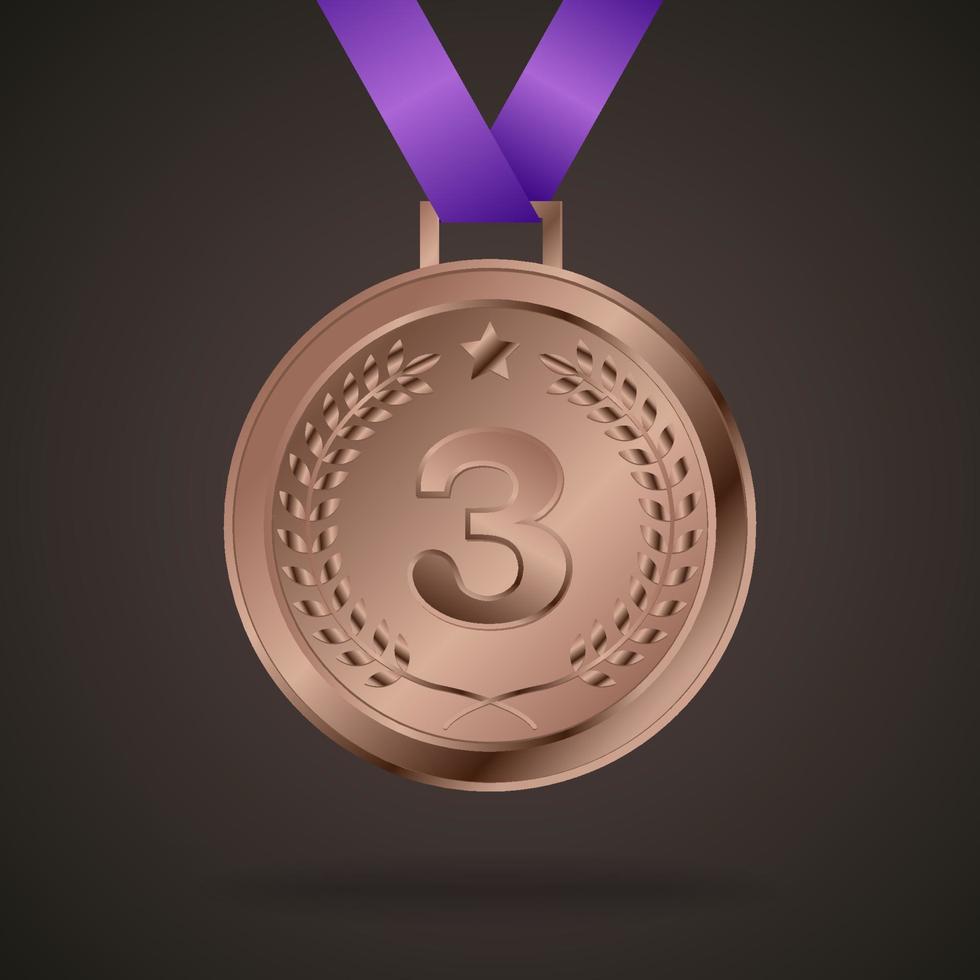 medalla de bronce aislada en un fondo vector