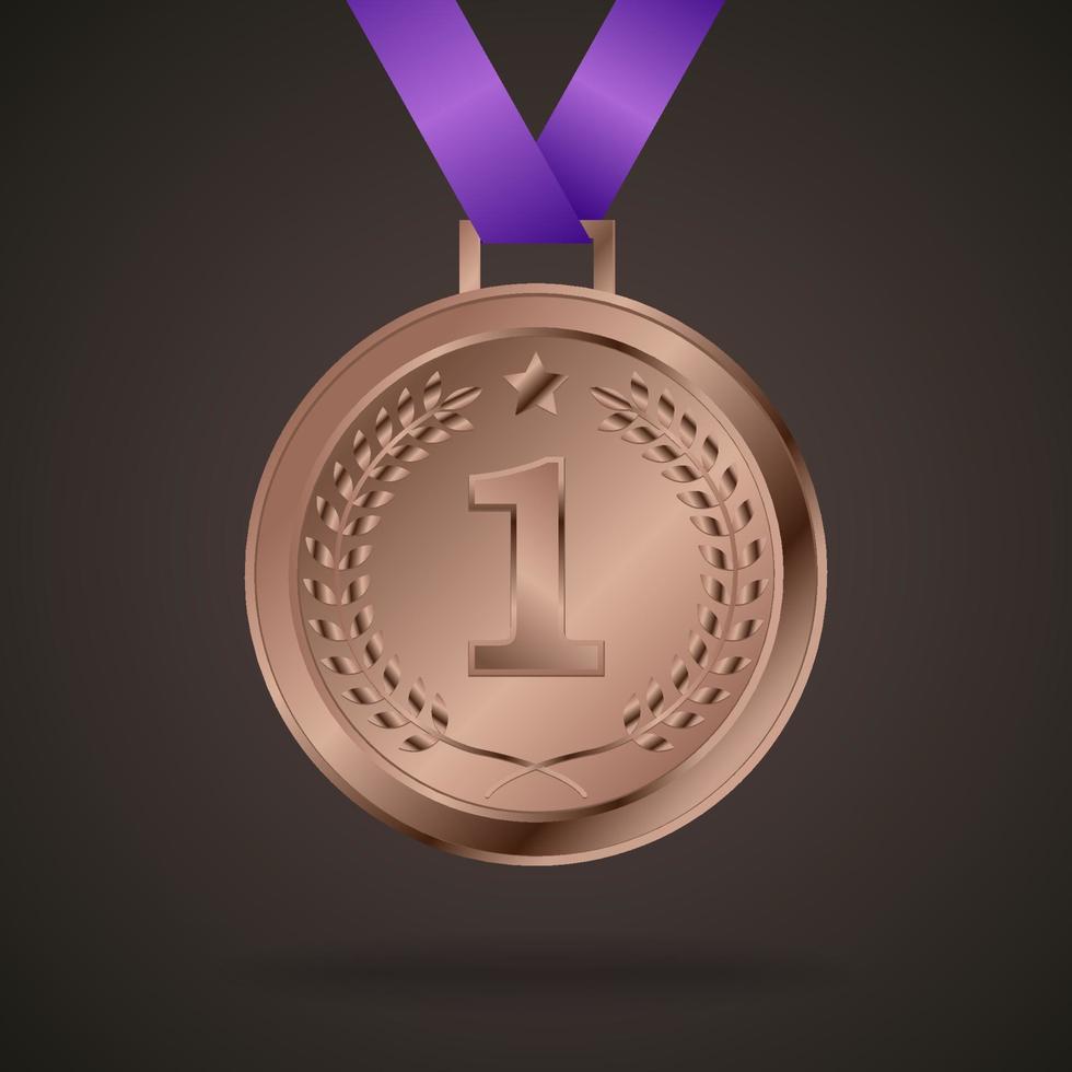 medalla de bronce aislada en un fondo vector