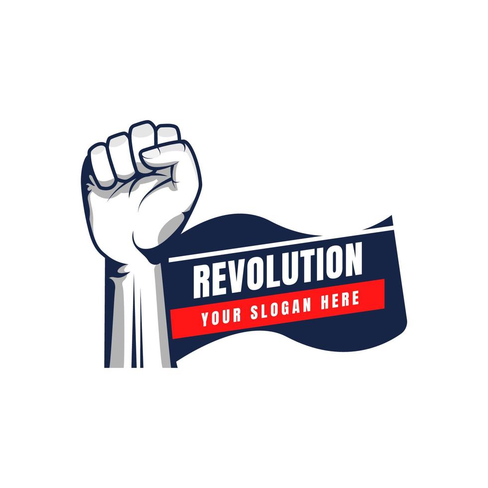 Revolution illustration for poster design. Clenched fist hand vector silhouette.