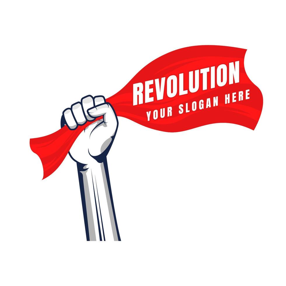 Revolution illustration for poster design. Clenched fist hand vector silhouette.