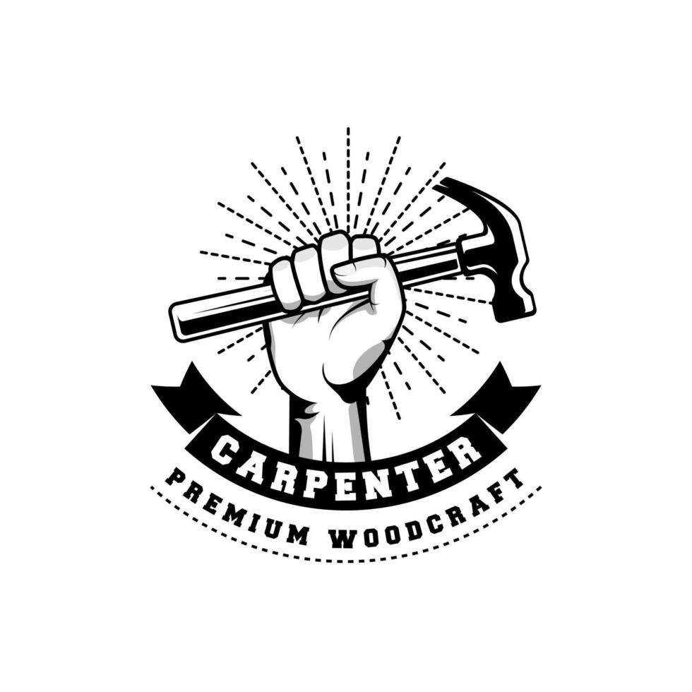 Carpenter logo design in rustic retro vintage style. Handyman logo design vector