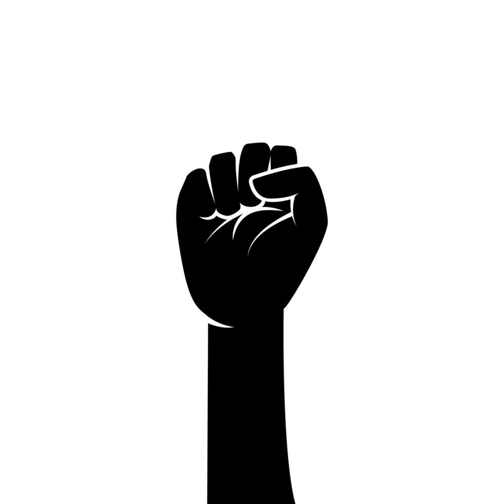 Clenched fist hand vector silhouette. Revolution illustration for
