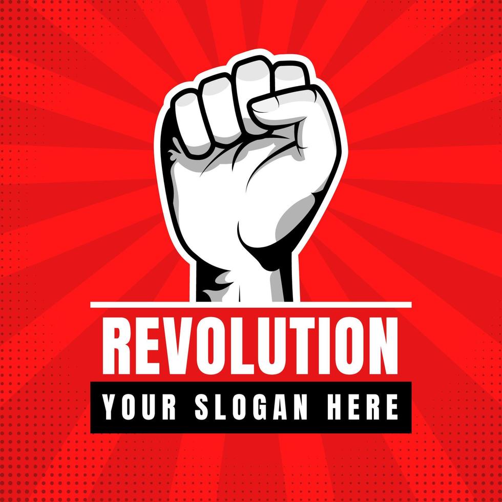 Revolution illustration for poster design. Clenched fist hand vector silhouette.